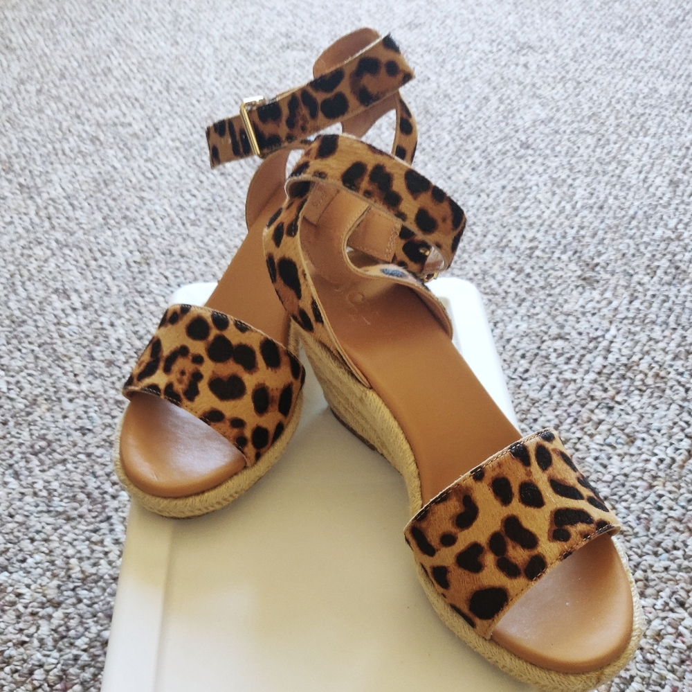 J. Crew Tan Leather Espadrille Slip-On